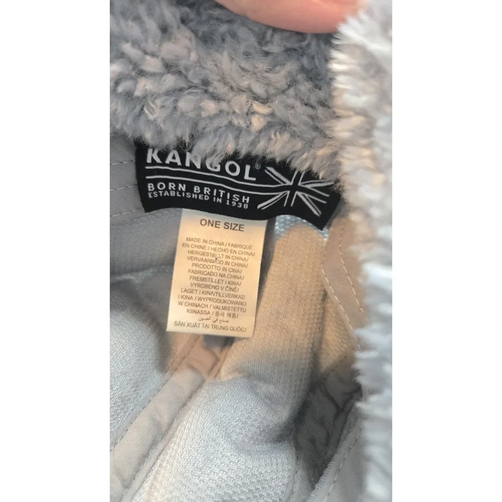 Kangol Faux Shearling Utility Flap Cap Plush Blue Gray One Size Ear Hat K5356